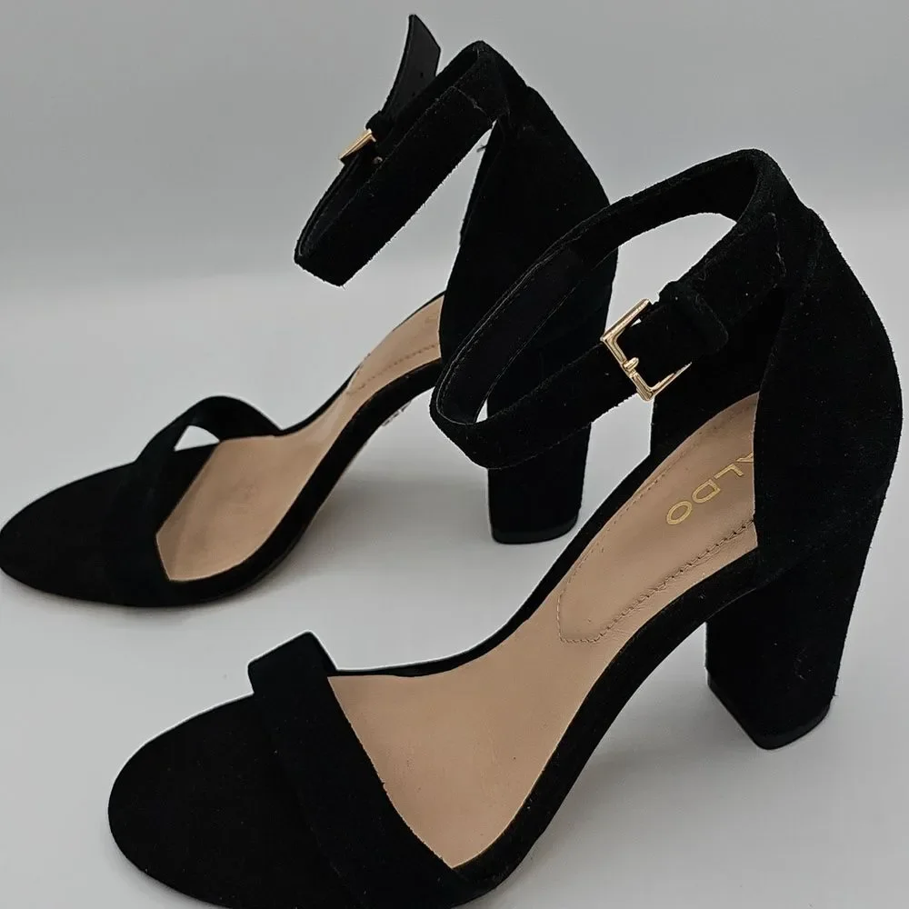 ALDO Women 6 Lussa High heel sandal In Black Faux Suede